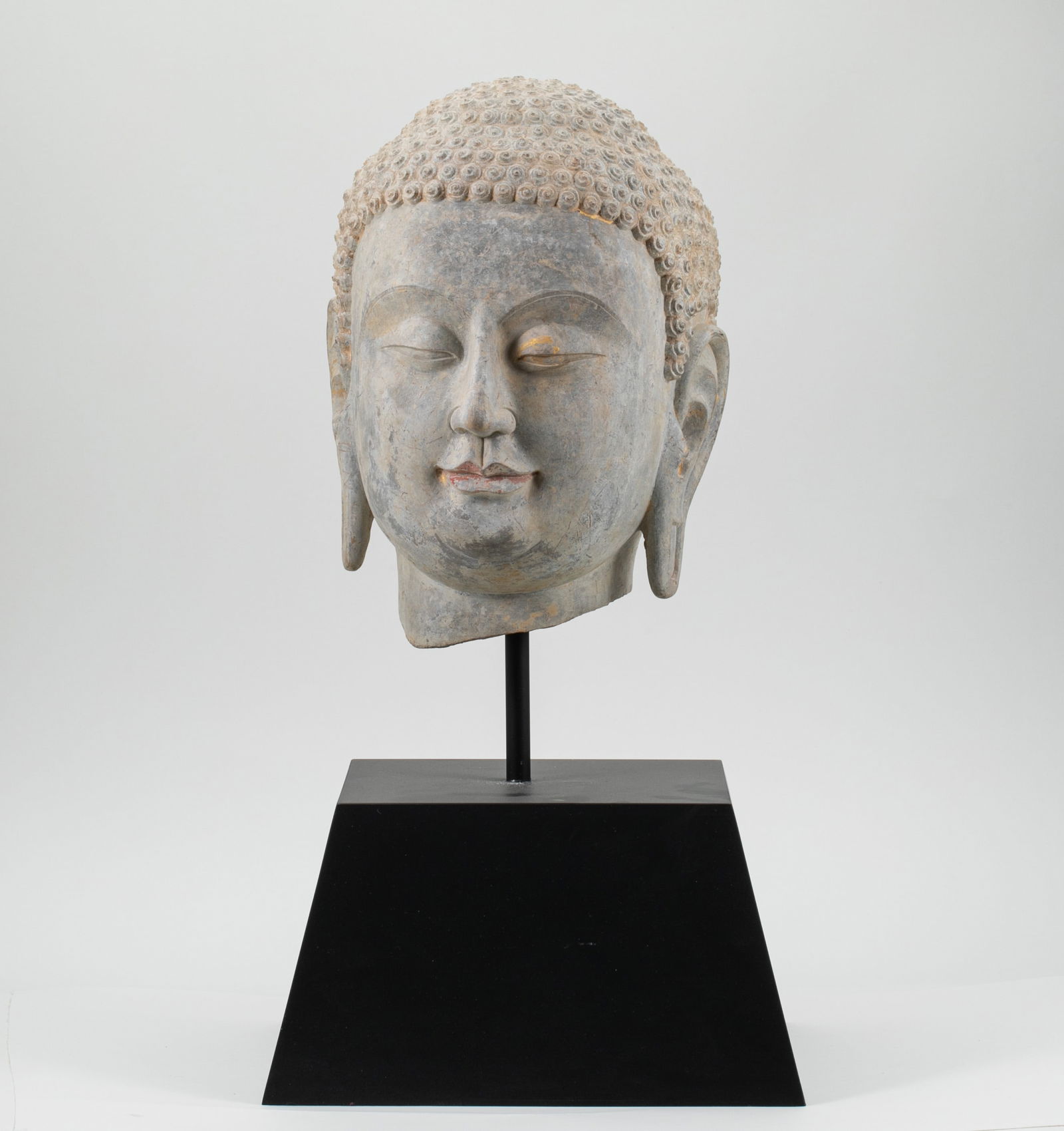 Qingshi Buddha Head: H:29cm W:20cm