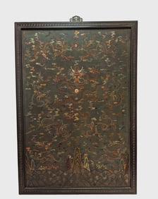Qing Dynasty lacquer carved dragon patterned hanging screen