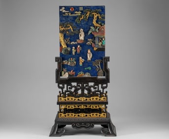 Screen cutting of Qing Dynasty Qing Dynasty's Lapis lazuli poetry and prose