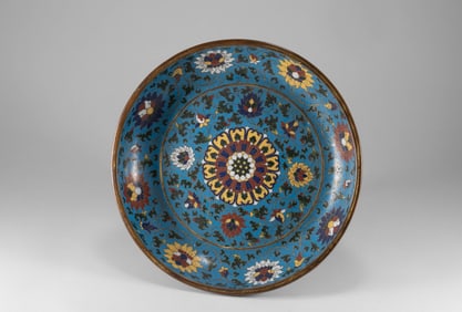 Qing Dynasty cloisonn é large plate