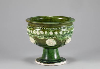 Tang Dynasty Green Glazed High footed Cup