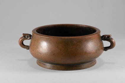 Qing Dynasty Double ear Copper Furnace