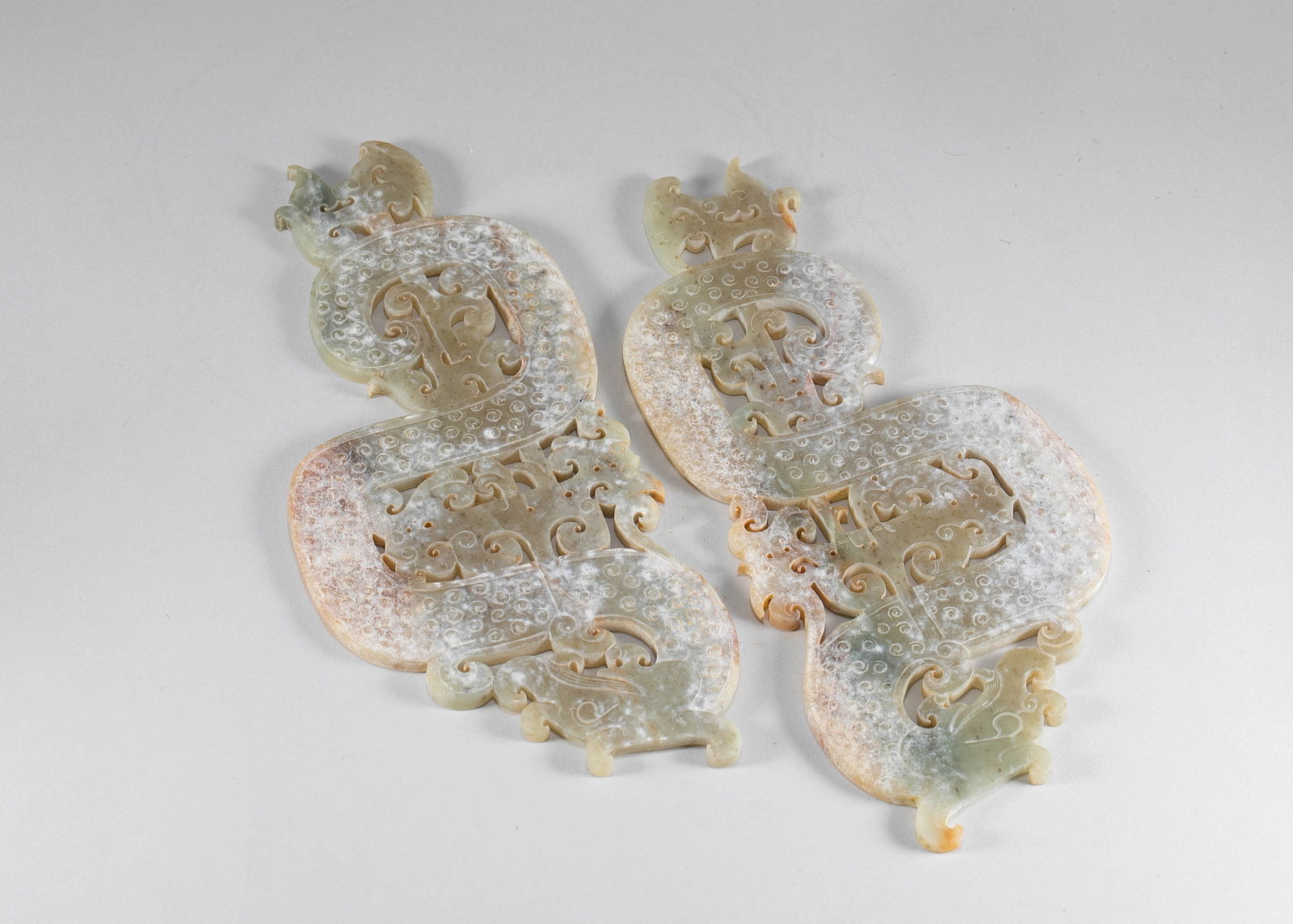 A group of Han Dynasty jade dragons: L:24.5cm W:10.5cm