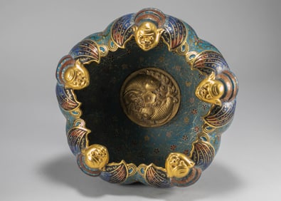 Qing Dynasty cloisonn é Five Blessings to Promote Longevity