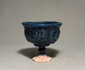 Tang Dynasty Blue Glazed High footed Cup