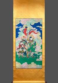 Ding Guanpeng's character story picture on silk vertical axis