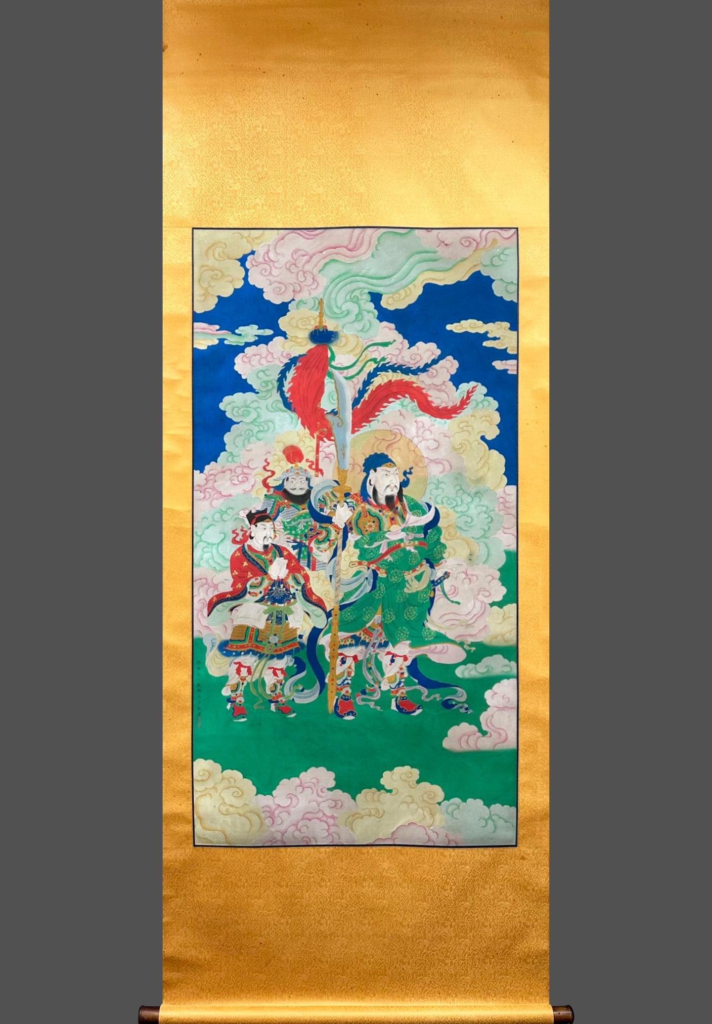 Ding Guanpeng's character story picture on silk vertical axis: H:137cm W:72cm