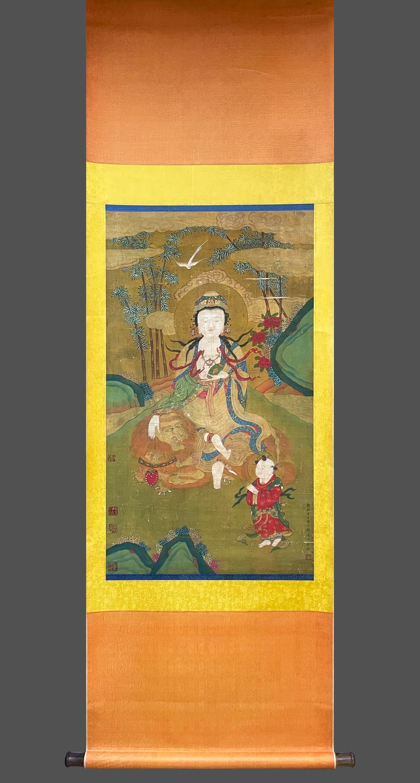 Li Gonglin Buddha statue painting on silk vertical axis (1 of 9)