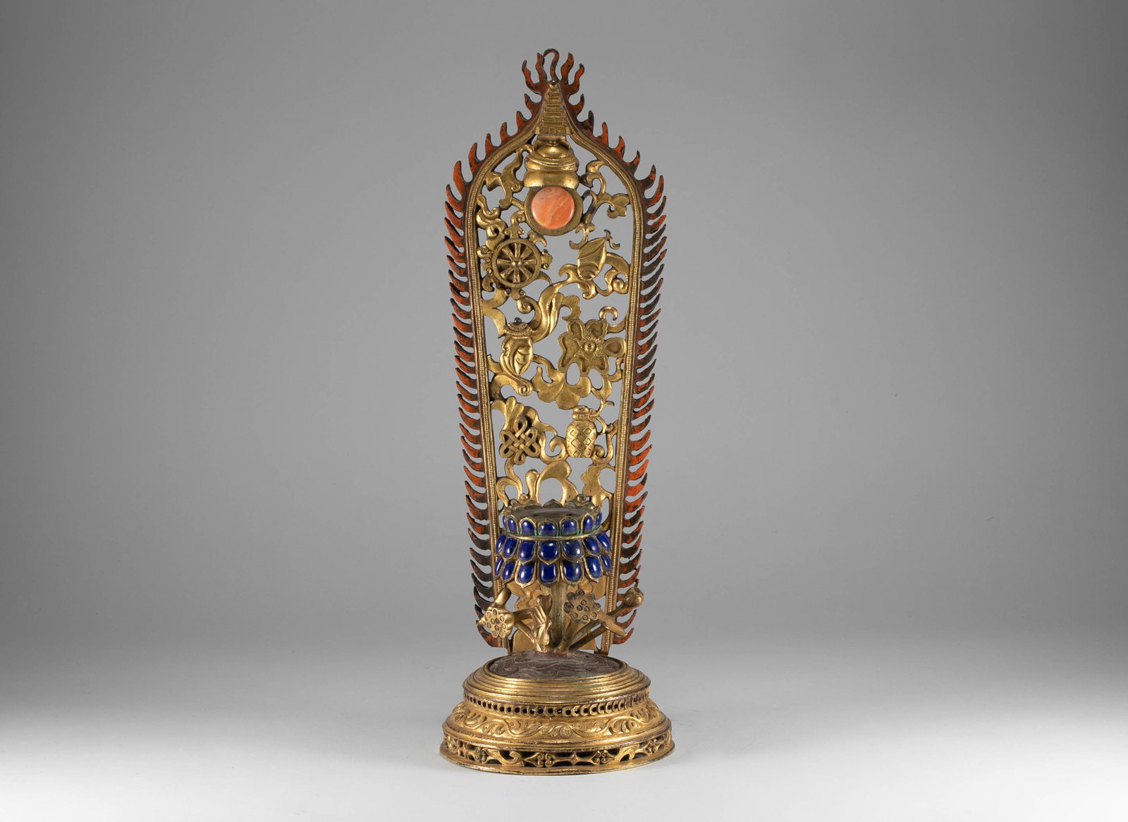 Bronze gilded Buddhist niche from the Qing Dynasty: H:40.5cm W:14cm