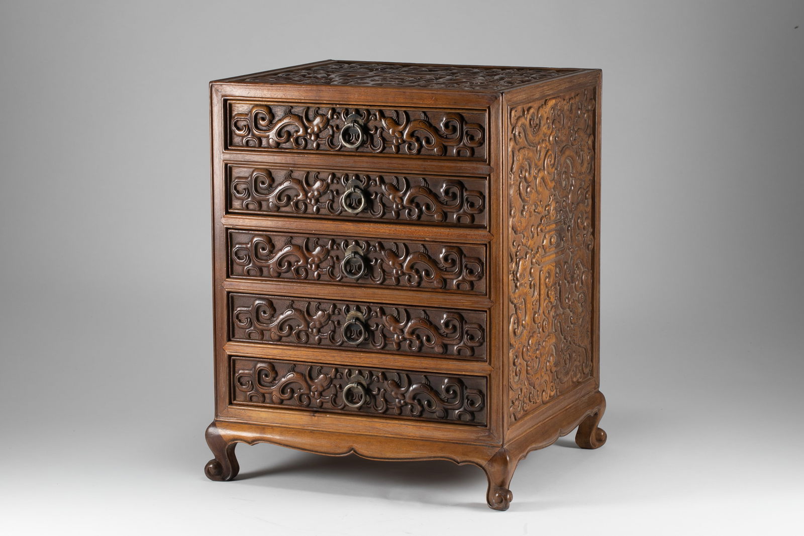 Qing Dynasty Jin Si Nan wooden house drawer cabinet: L:24.3cm W:22.5cm H:31.2cm