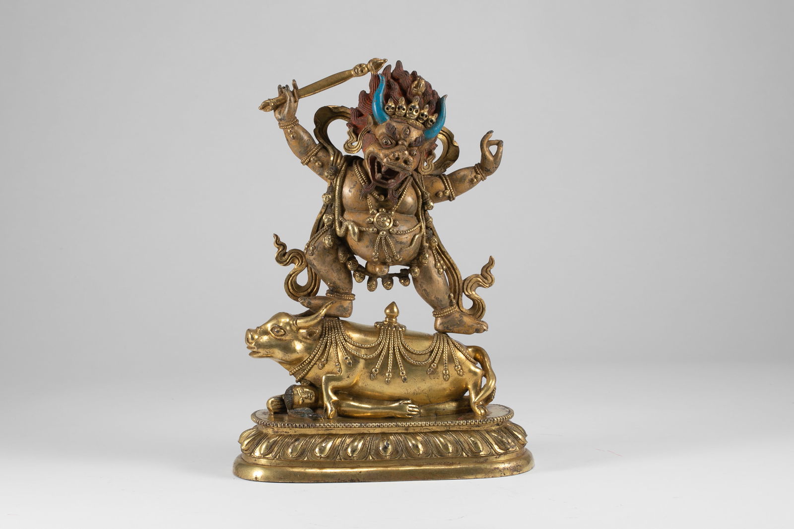 Bronze gilded statue of Yan Mo Protector from the Qing Dynasty: H:24cm W:17.5cm