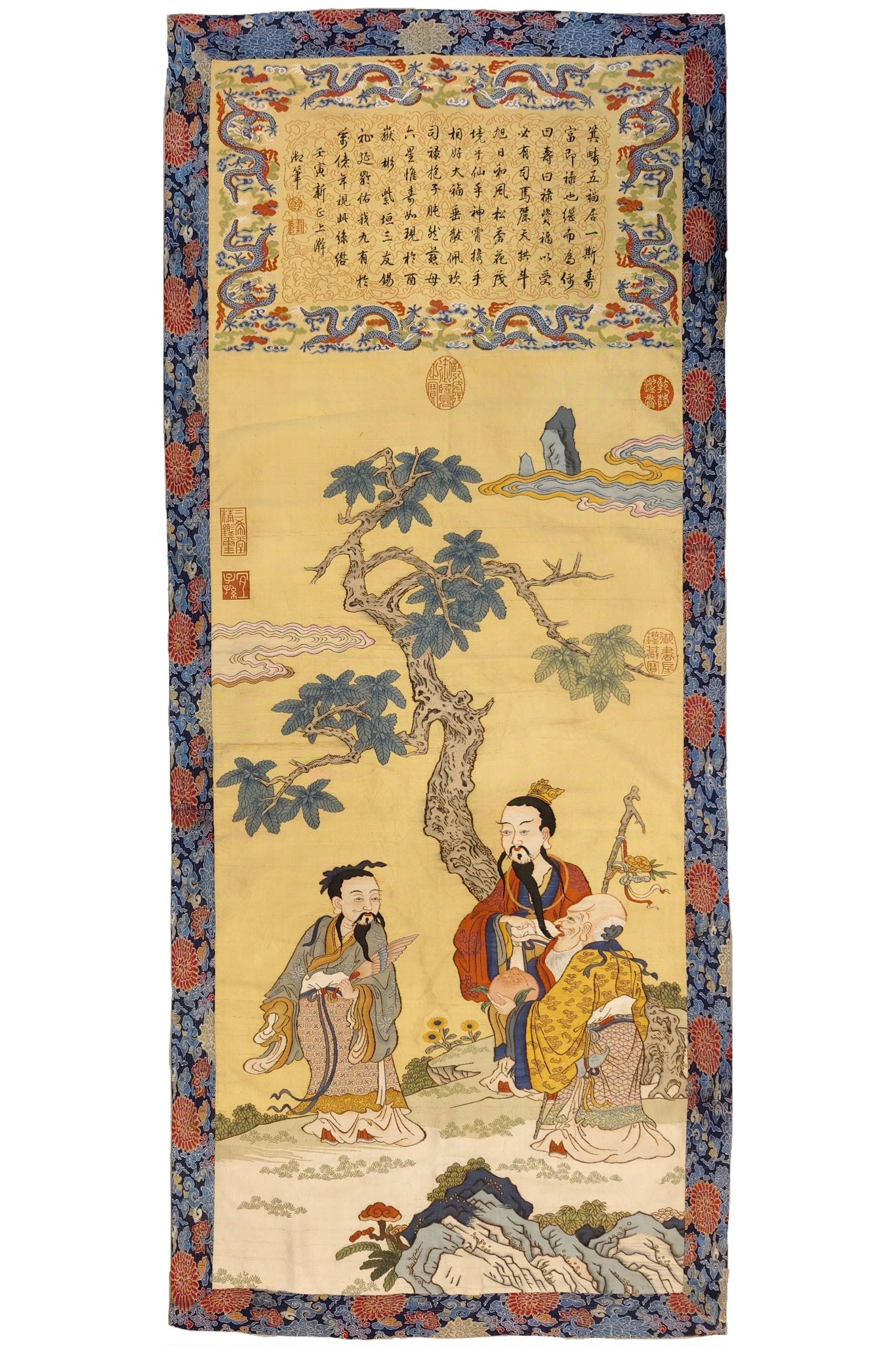 Three star silk pattern: H:192cm W:81cm