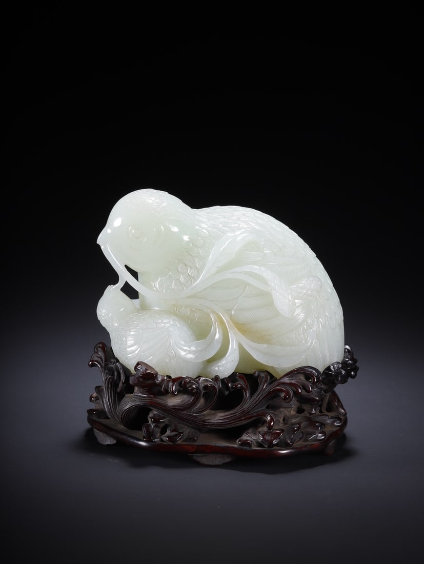 Hotan Jade Quail Decoration: L:10cm W:7.2cm H:7.5cm