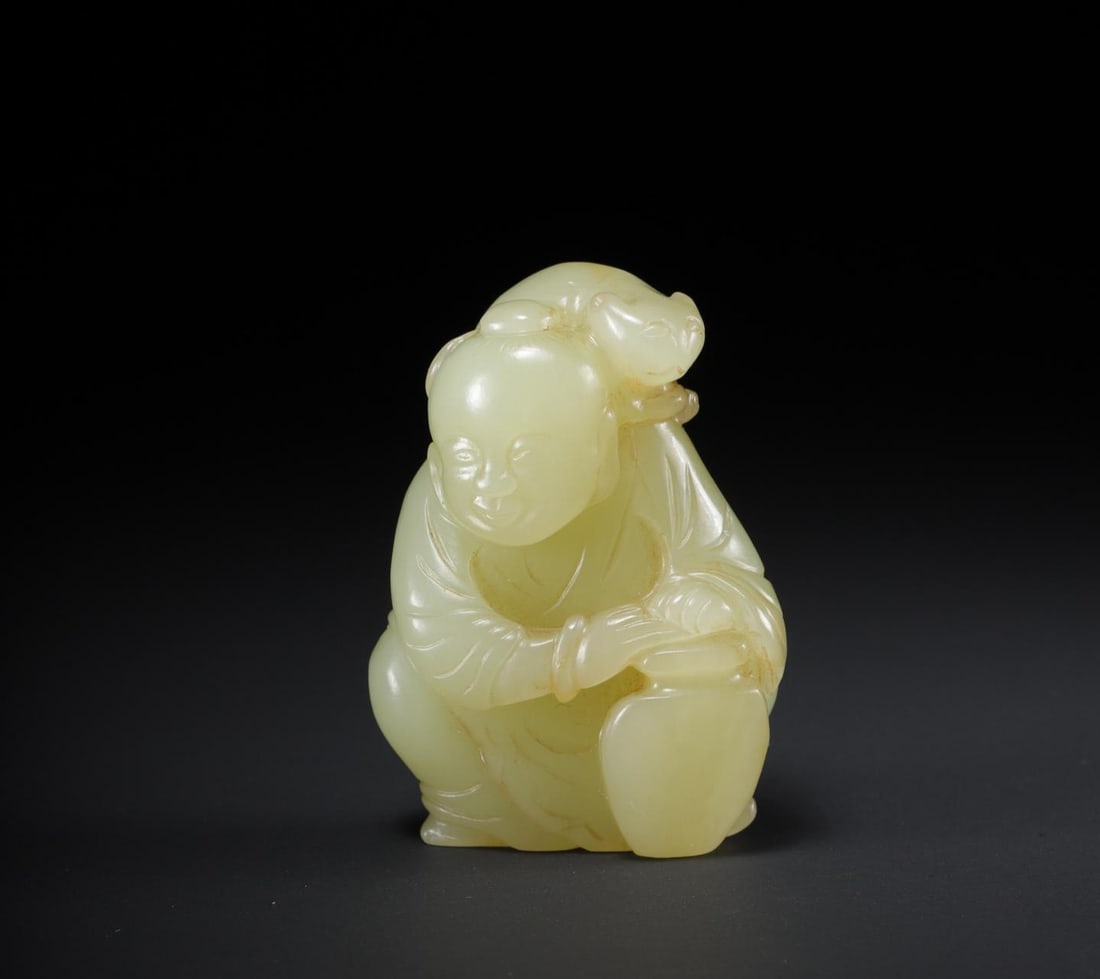 Hotan Jade Boy: H:4.3cm W:3.2cm
