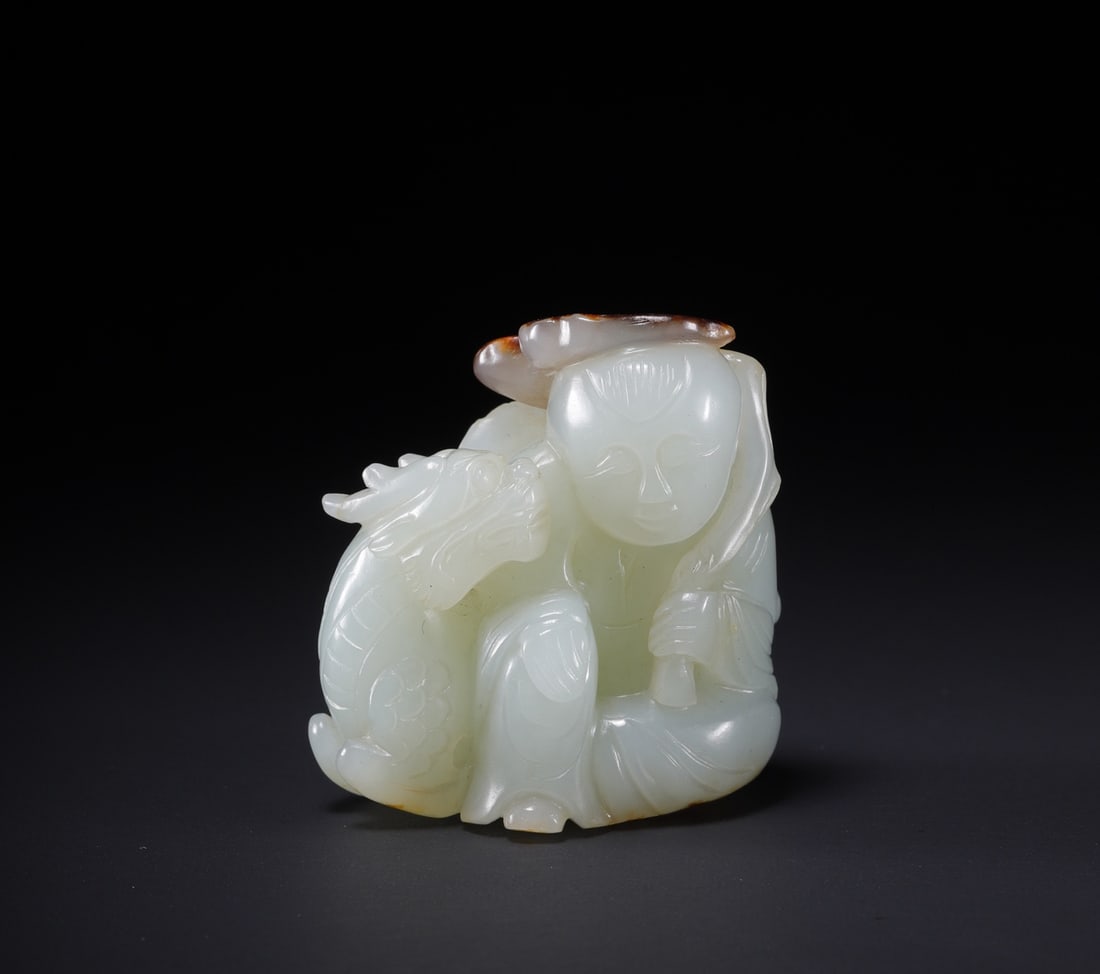Hotan Jade Kylin Boy: L:4.2cm W:3.8cm H:2.8cm