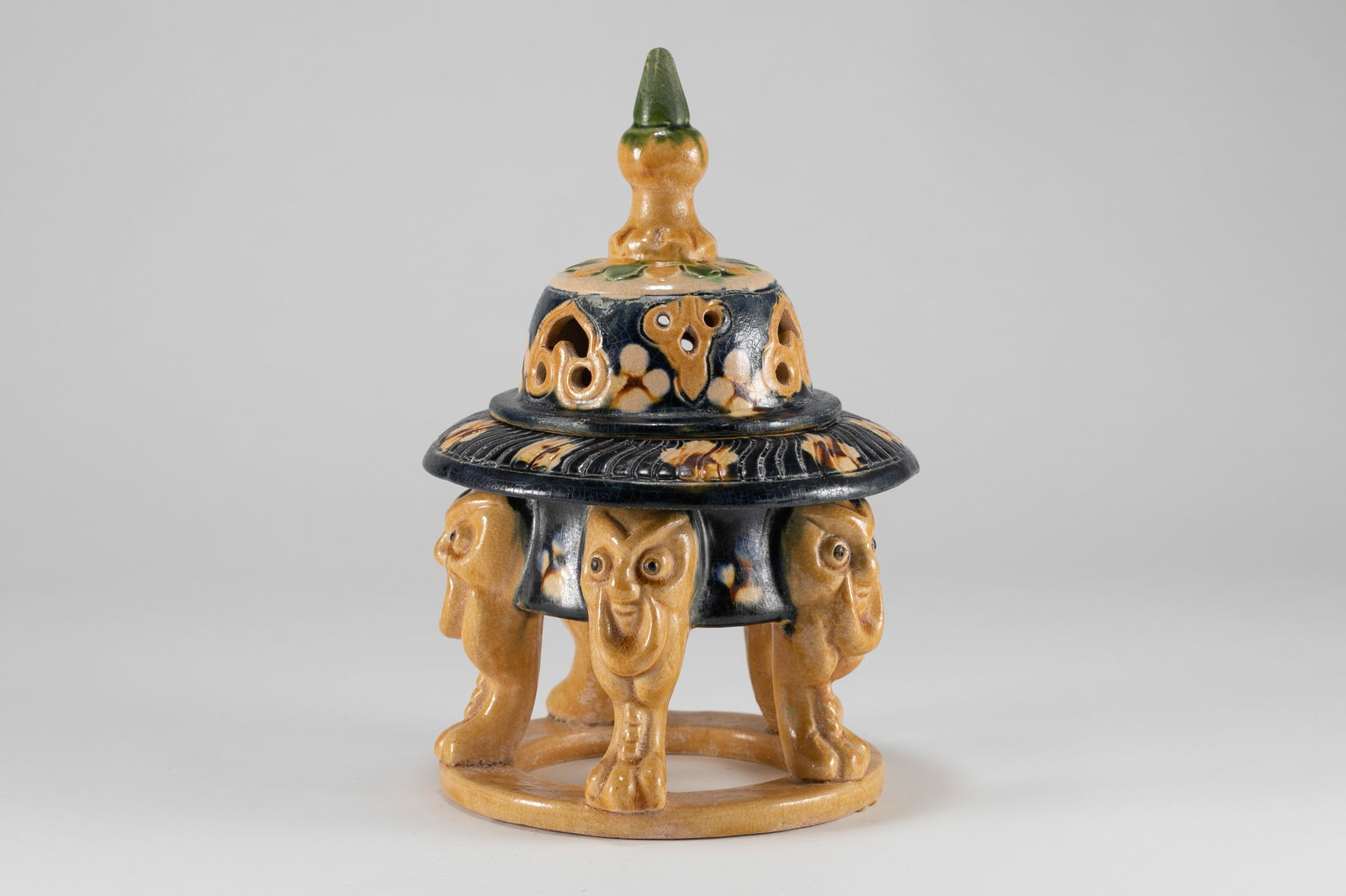 Tang Dynasty Tri colored Incense Burner: H:17cm W:11cm