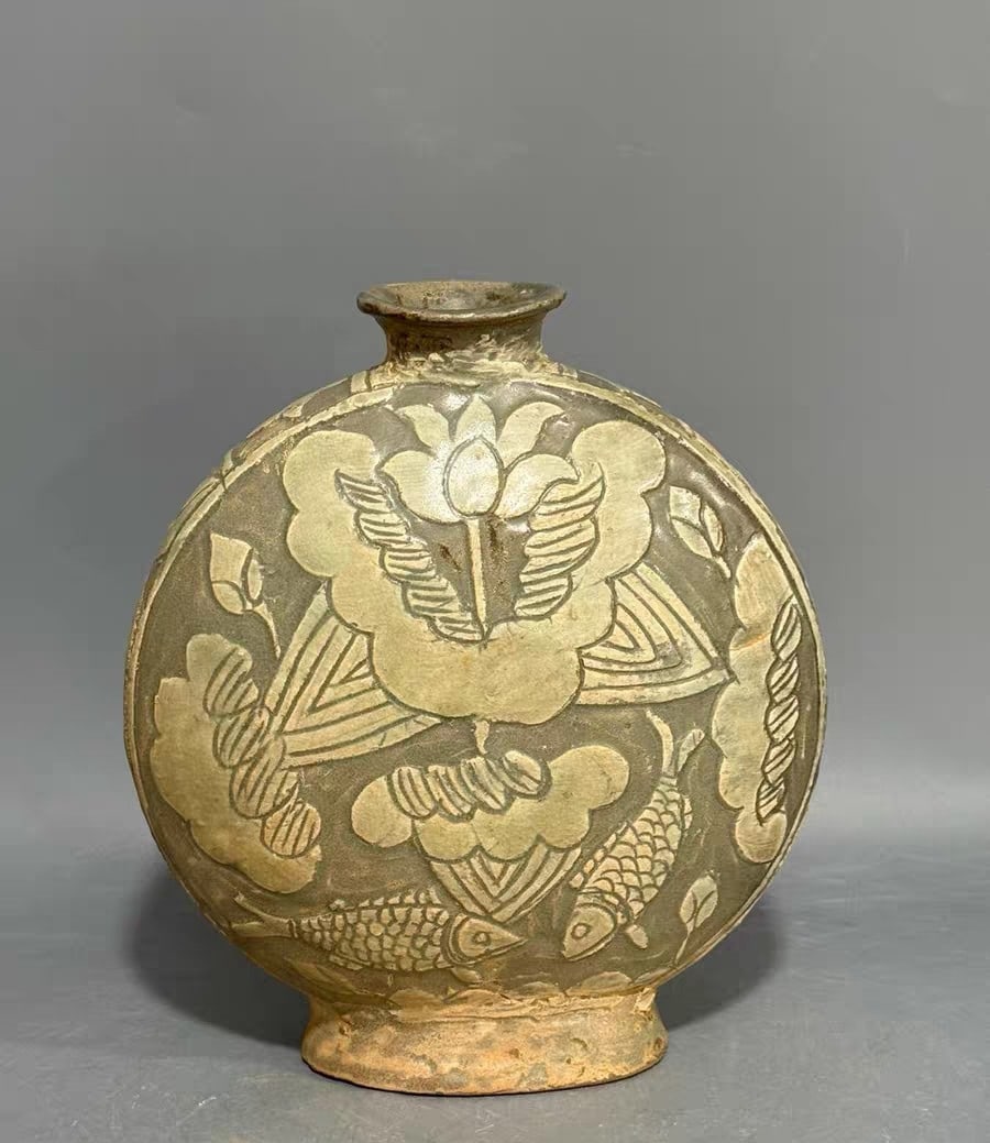 Goryeo Pink Blue Flat Pot: H:22cm