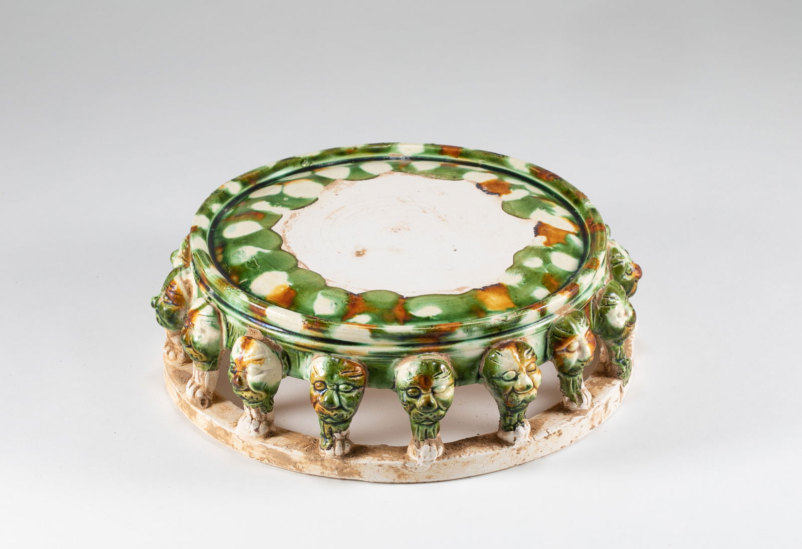 Tang Dynasty tri colored inkstone: H:6cm D:18.8cm