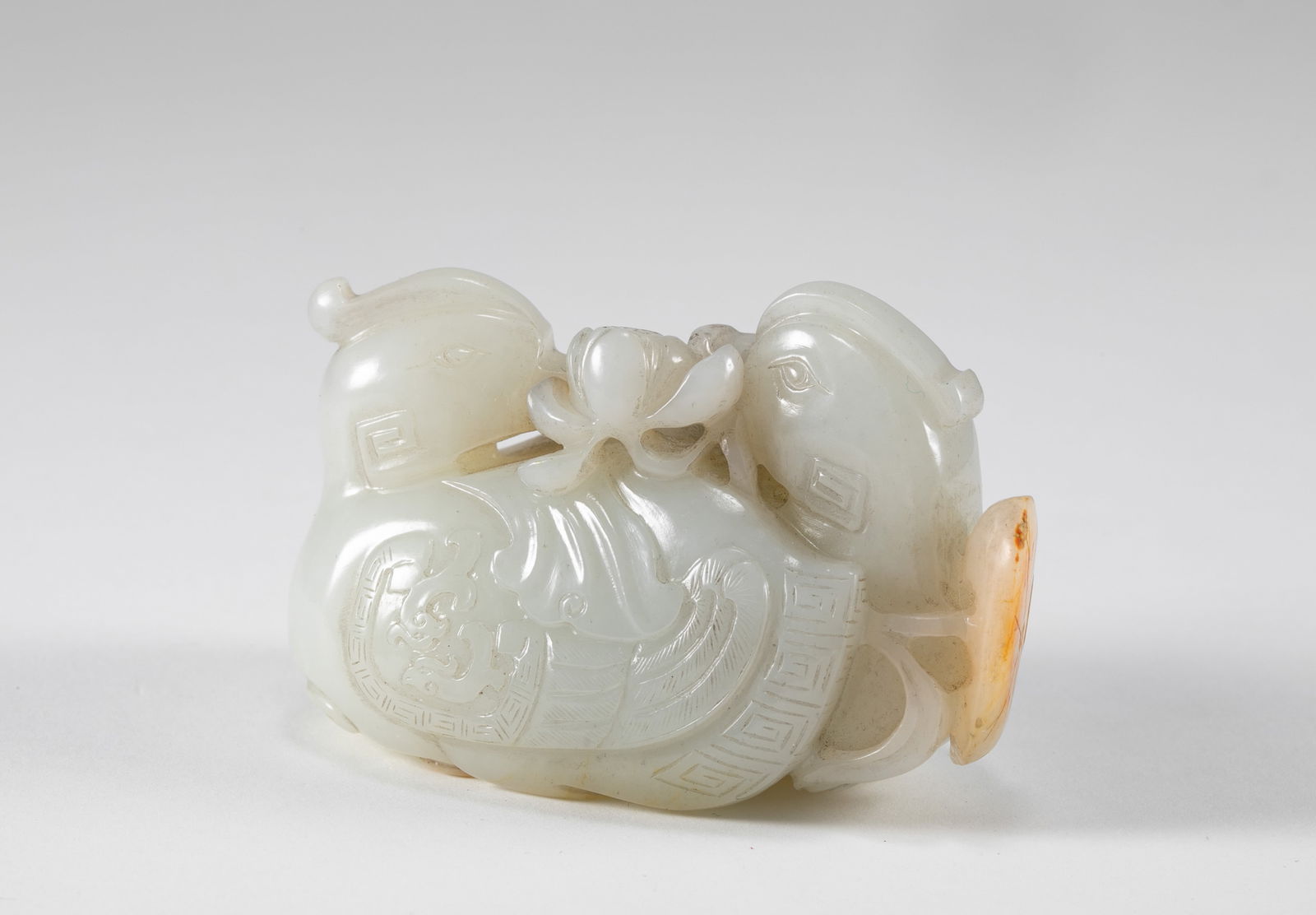 Hotan Jade Mandarin Duck in Qing Dynasty: H:4cm L:6.5cm