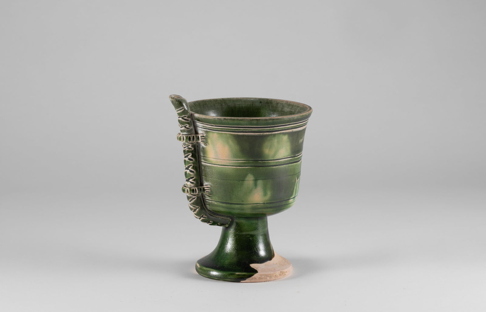 Tang Dynasty Tri colored Cup: H:11.5cm W:8.5cm