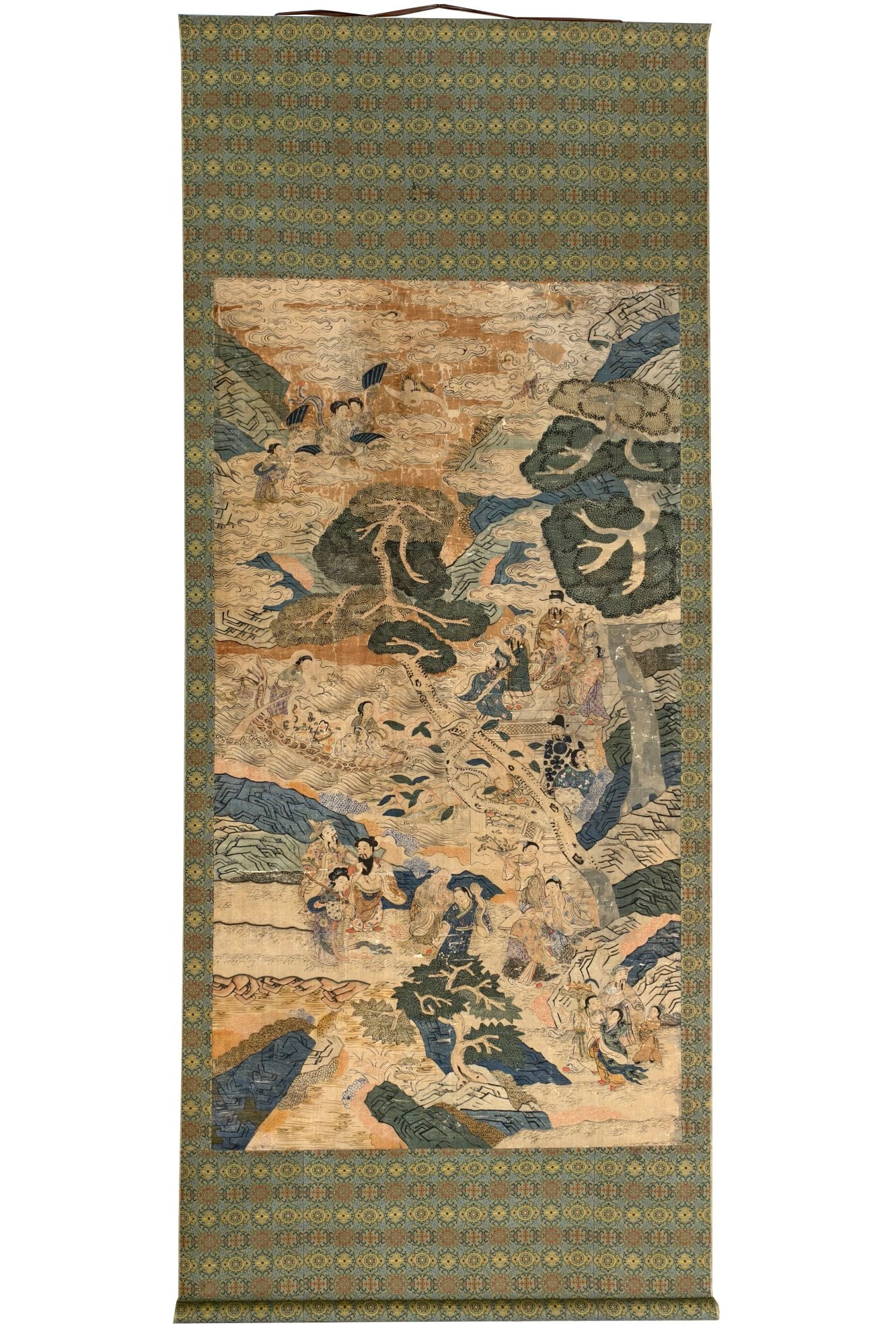 A picture of a group of immortals celebrating their birthday with silk threads: H:245cm W:101cm