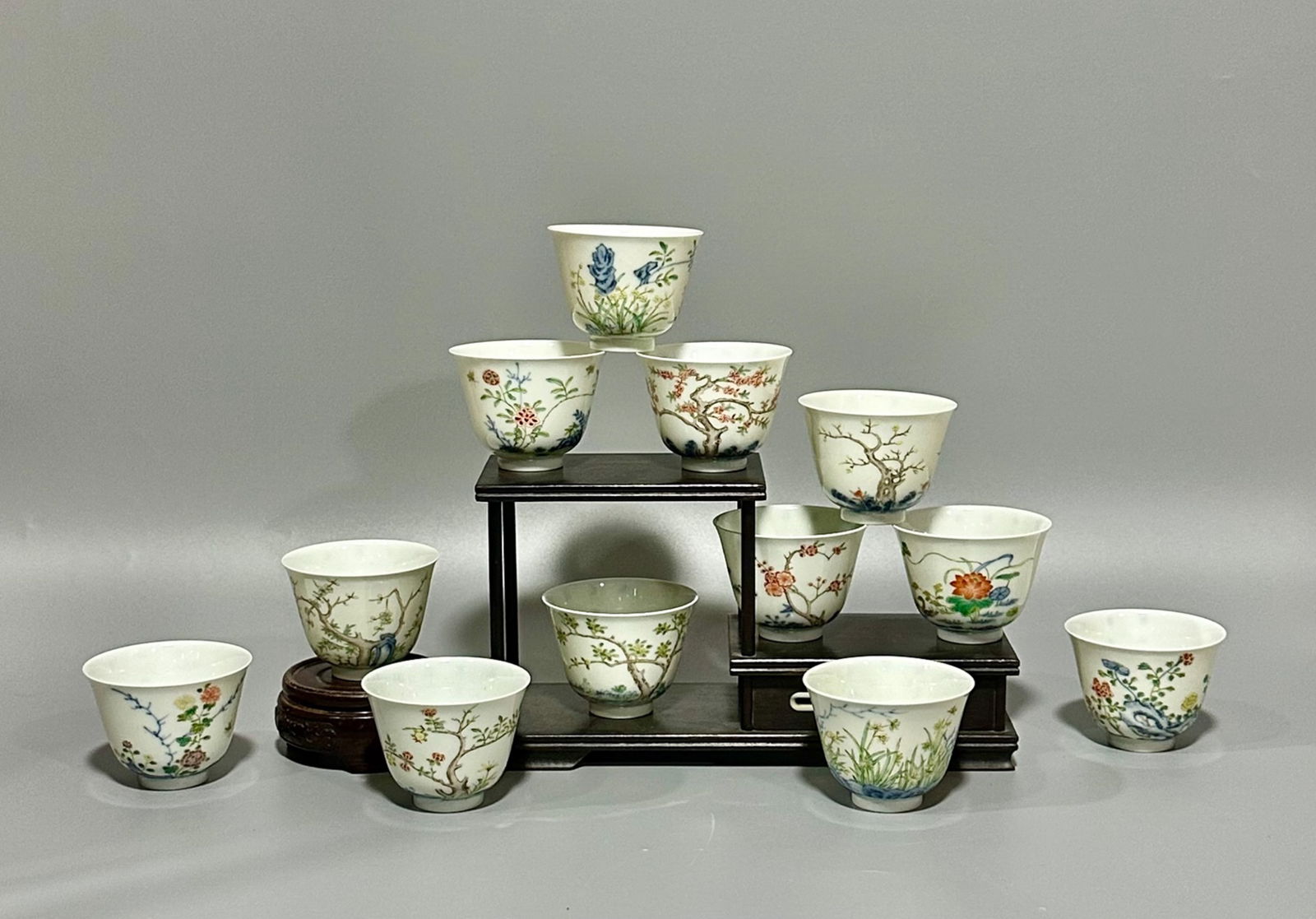 Kangxi Doucai Twelve Flower God Cup: H:5cm W:6.7cm