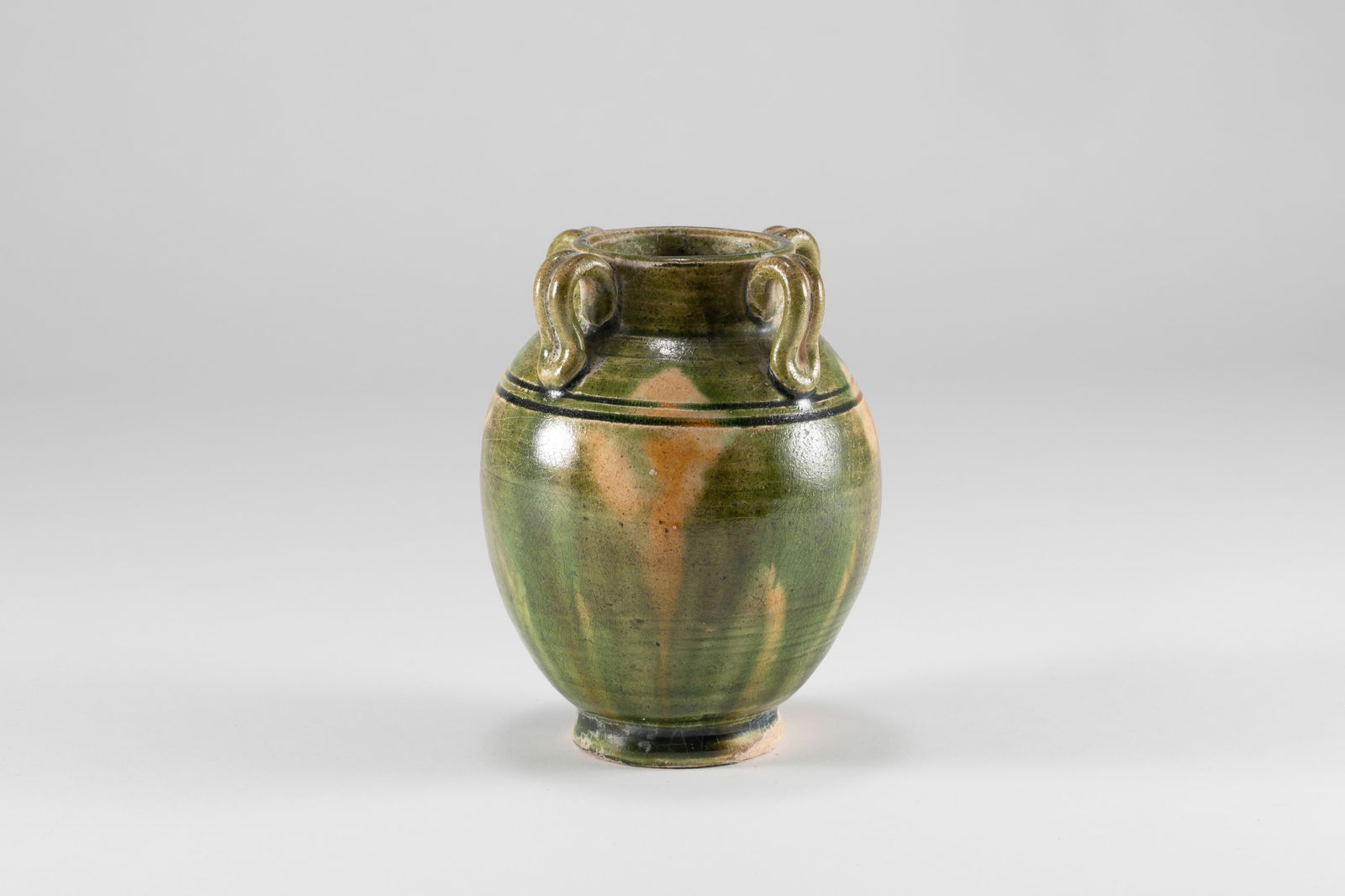 Tang Sancai Four Series Jars: H:9.5cm W:7.5cm