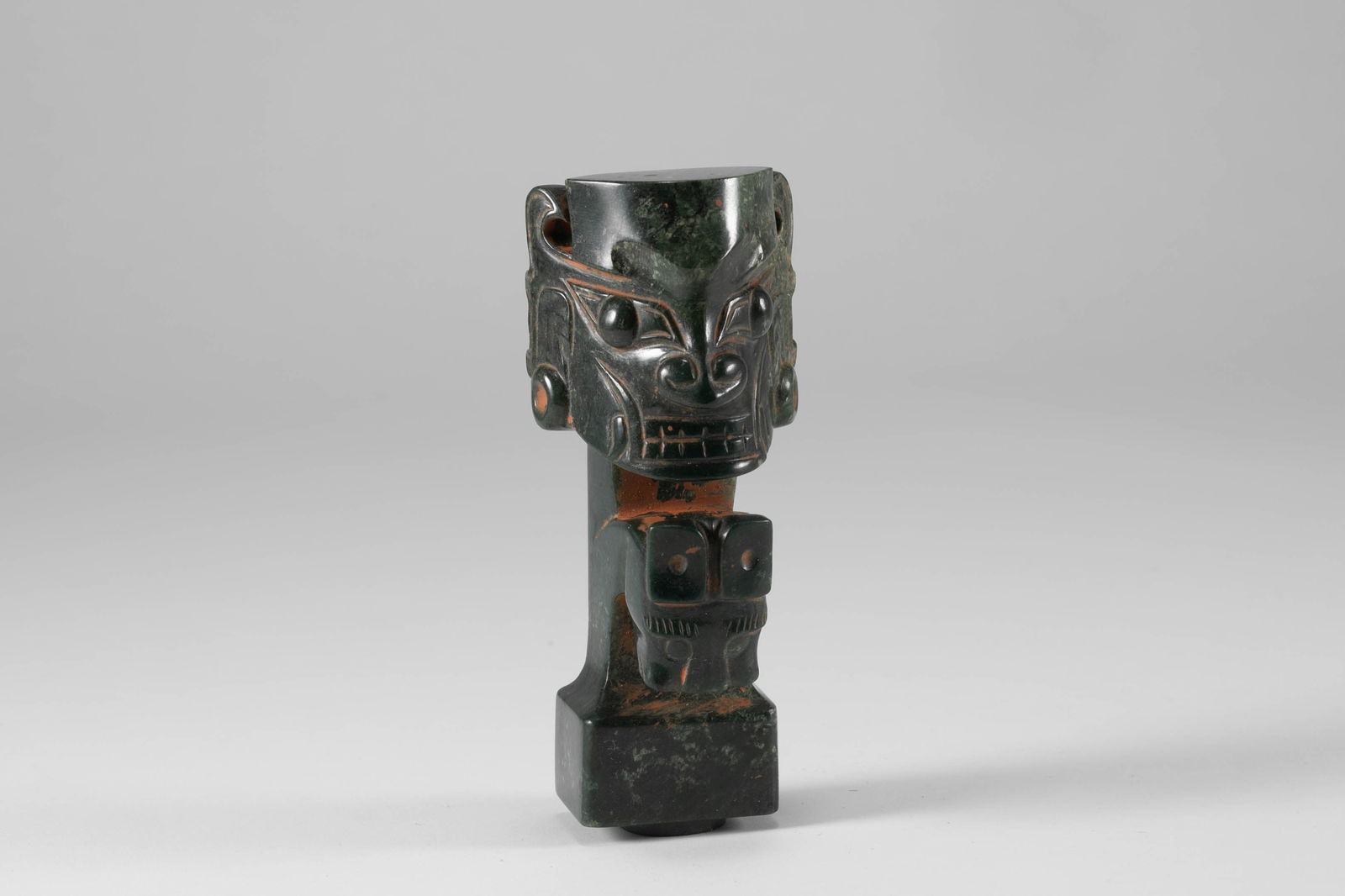 Shijiahe Hotan Jade God Man Face: H:11.2cm W:4.6cm