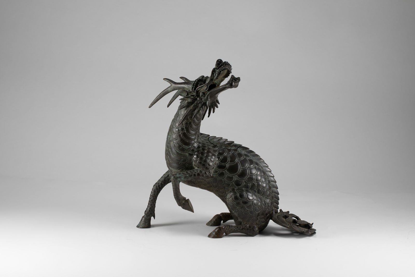 Ming Dynasty copper bodied qilin: H:30cm L:35cm