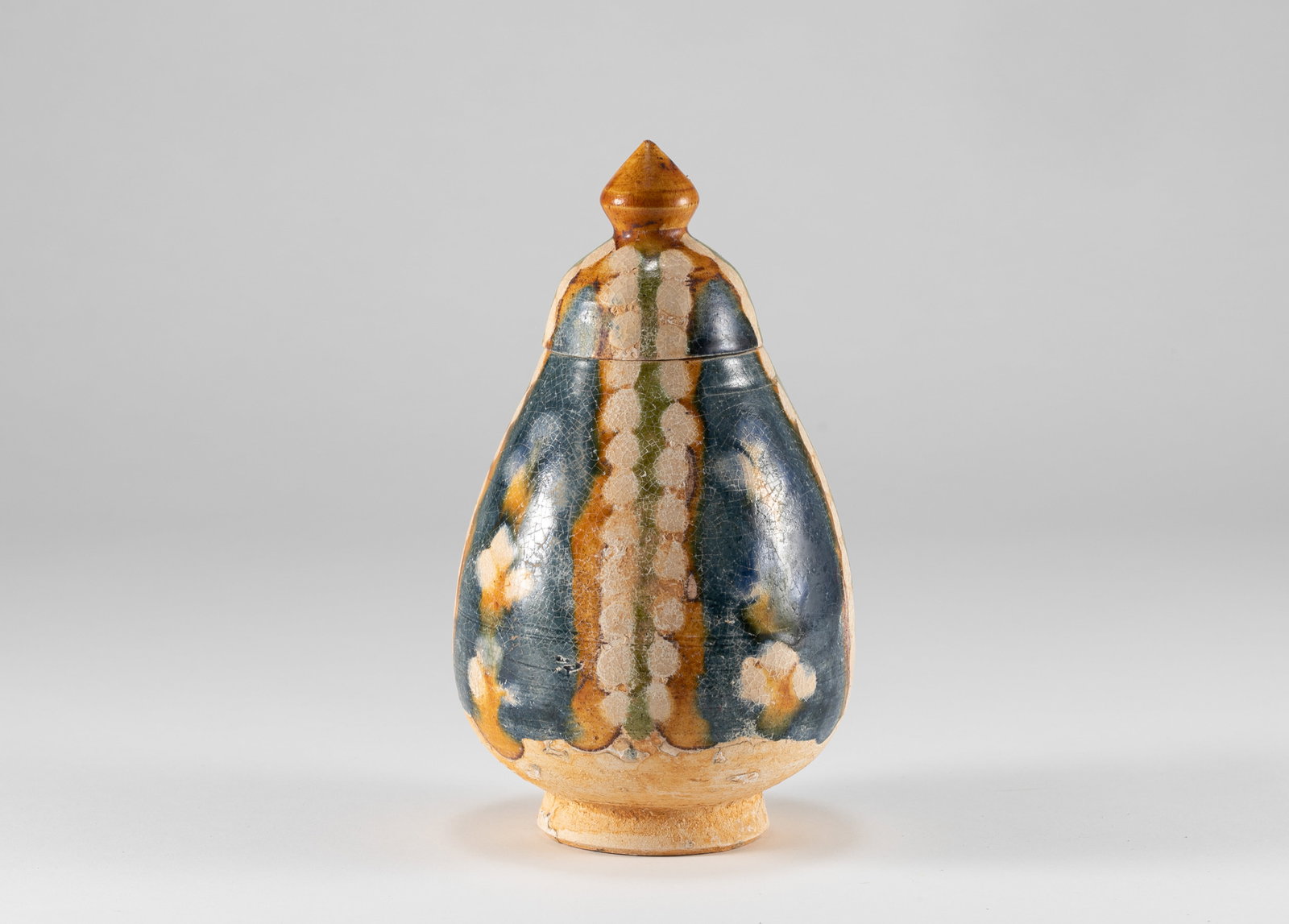 Tang Dynasty Three Colored Melon Shaped Bottle (1 of 8)