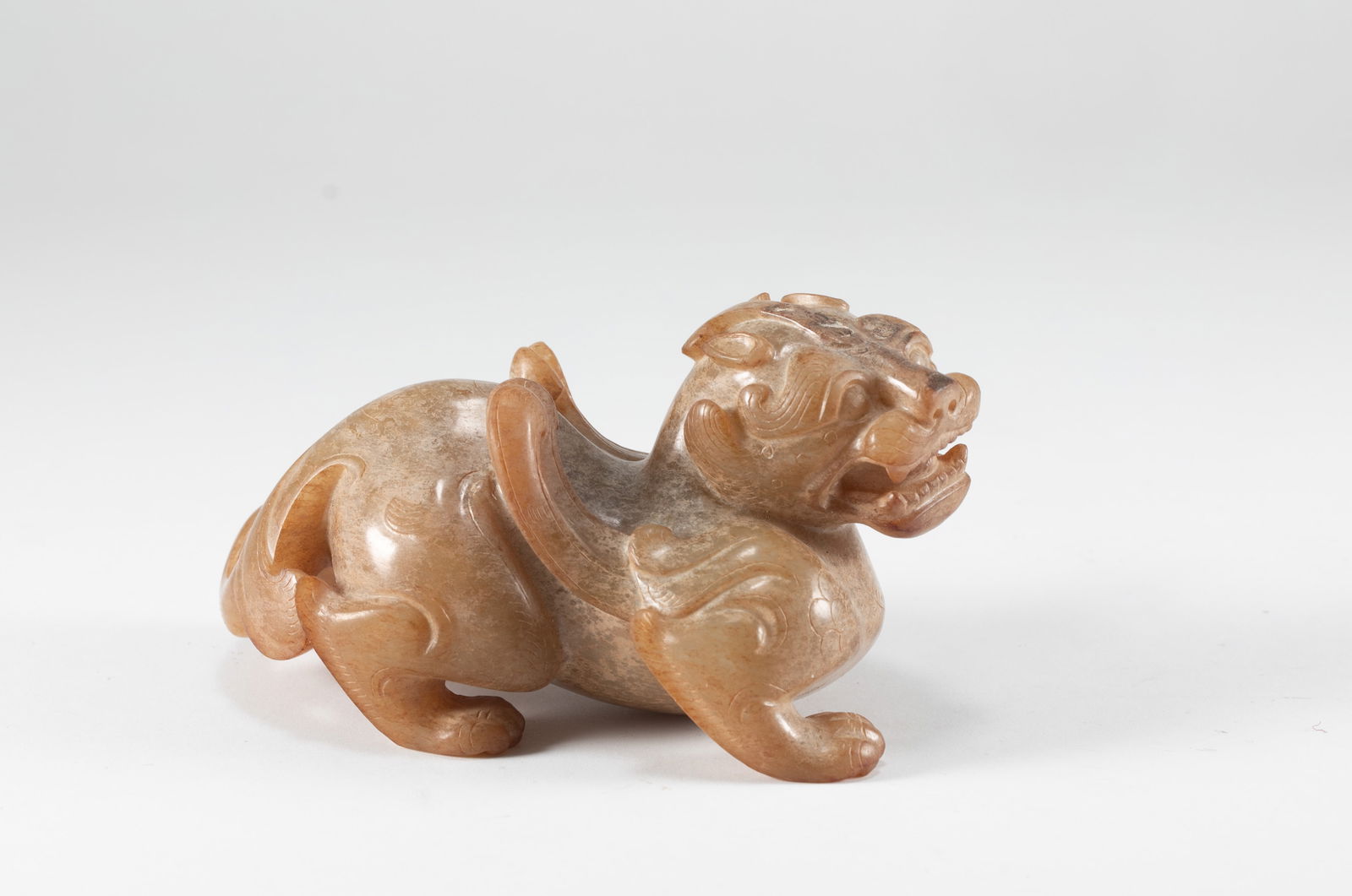Hetian Yurui Beast of Han Dynasty: H:5.5cm L:11cm