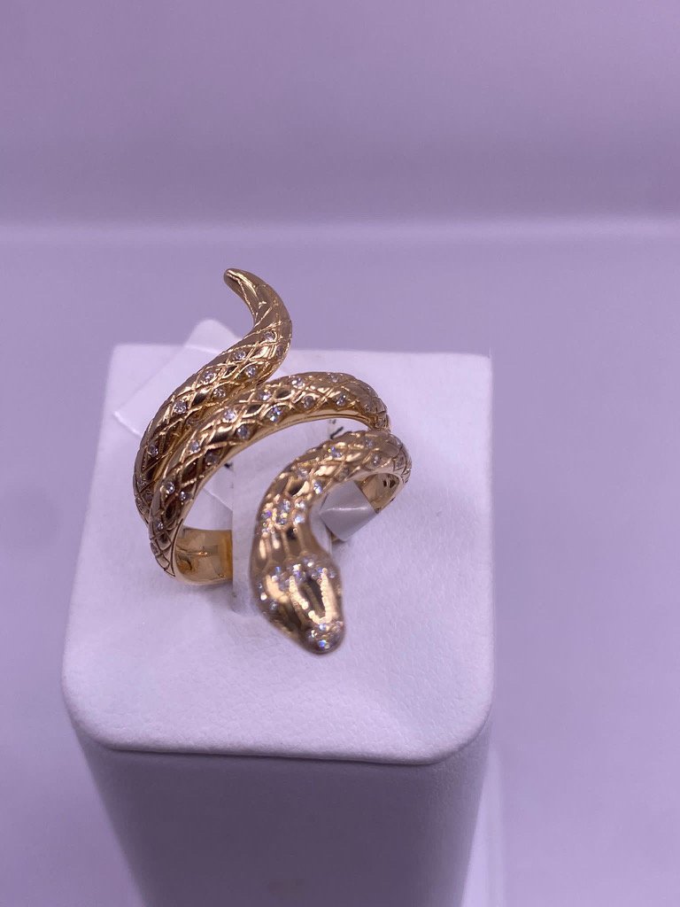 10ct DIAMOND SET SNAKE RING  - SIZE 6.75 - 7 GRAMS (1 of 3)
