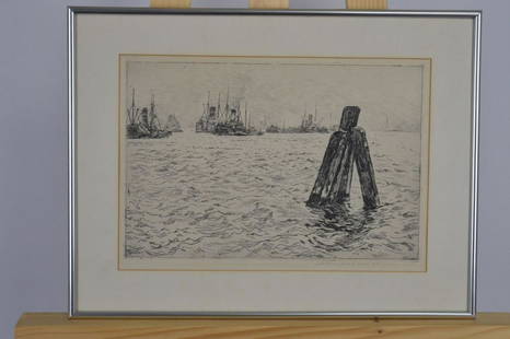 Derkzen van Angeren, Anton - Etching.: Hand signed. Comes with frame