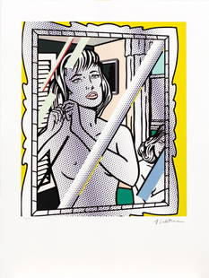 Lichtenstein, Roy - Silkscreen.: Title: Nude-In-Mirror. With pencil numbered. Signature imprimÃ©e/ in the plate.