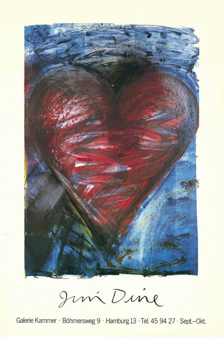 Jim Dine - Exhibition Poster/Affiche: Exhibition poster - created on the occasion of the exhibition at Galerie Kammer, Hamburg.Jim Dine (born June 16, 1935) is an American contemporary artist whose Å“uvre extends over sixty years. Dine