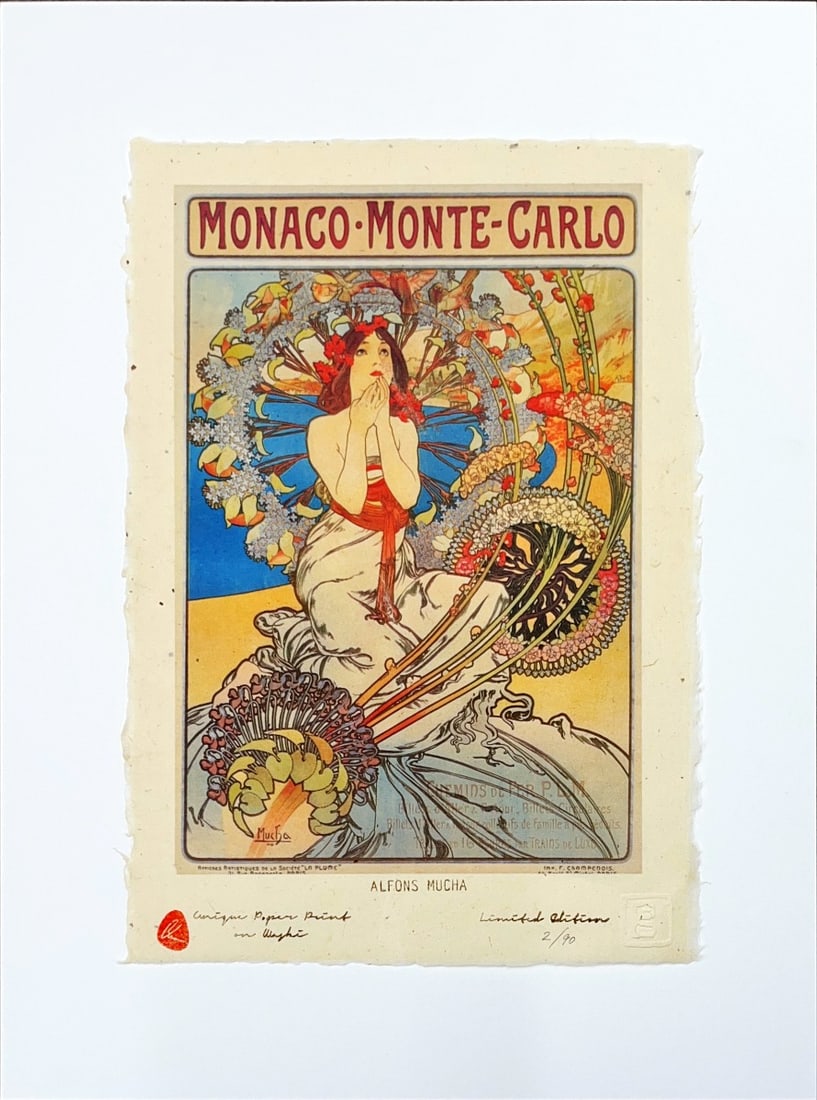 Mucha, Alphonse - Lithograph - Handnumbered: ALPHONSE MUCHA - LithographUnique edition of high-quality lithographs on unique material in the world, printed on Japanese handmade paper-Washi, is paper of the highest quality made from the bark of m