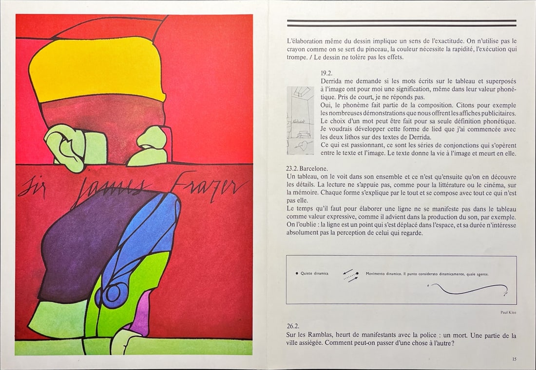 Valerio Adami - Derriere le Miroir No. 220 - 1976: Valerio Adami - from Derriere le Miroir No. 220 - 1976Double page with centre fold.Very rarely lithograph of Derrière le Miroir n°220, published in 1976. Editor and publisher of The Maeght Gallery,