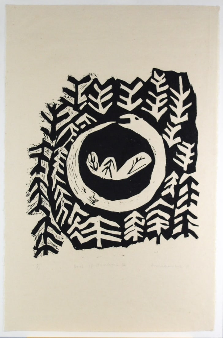 Annemarie Vink - Linocut: Annemarie Vink (Putten, 1960)Academy of Fine Arts Kampen.Hand signed, dated and titled.Comes from the collection of the municipality of The Hague, The Netherlands.Annemarie Vink is an observer. It see