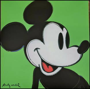 Andy Warhol - Lithograph - Andy Warhol - Lithograph: Andy Warhol.Lithograph "Mickey Mouse"Signed of the plate and numbered by handLimited Edition of 2400 piecesEach piece is individually numbered Number can differ from the pictureCMOA Stamp on the back