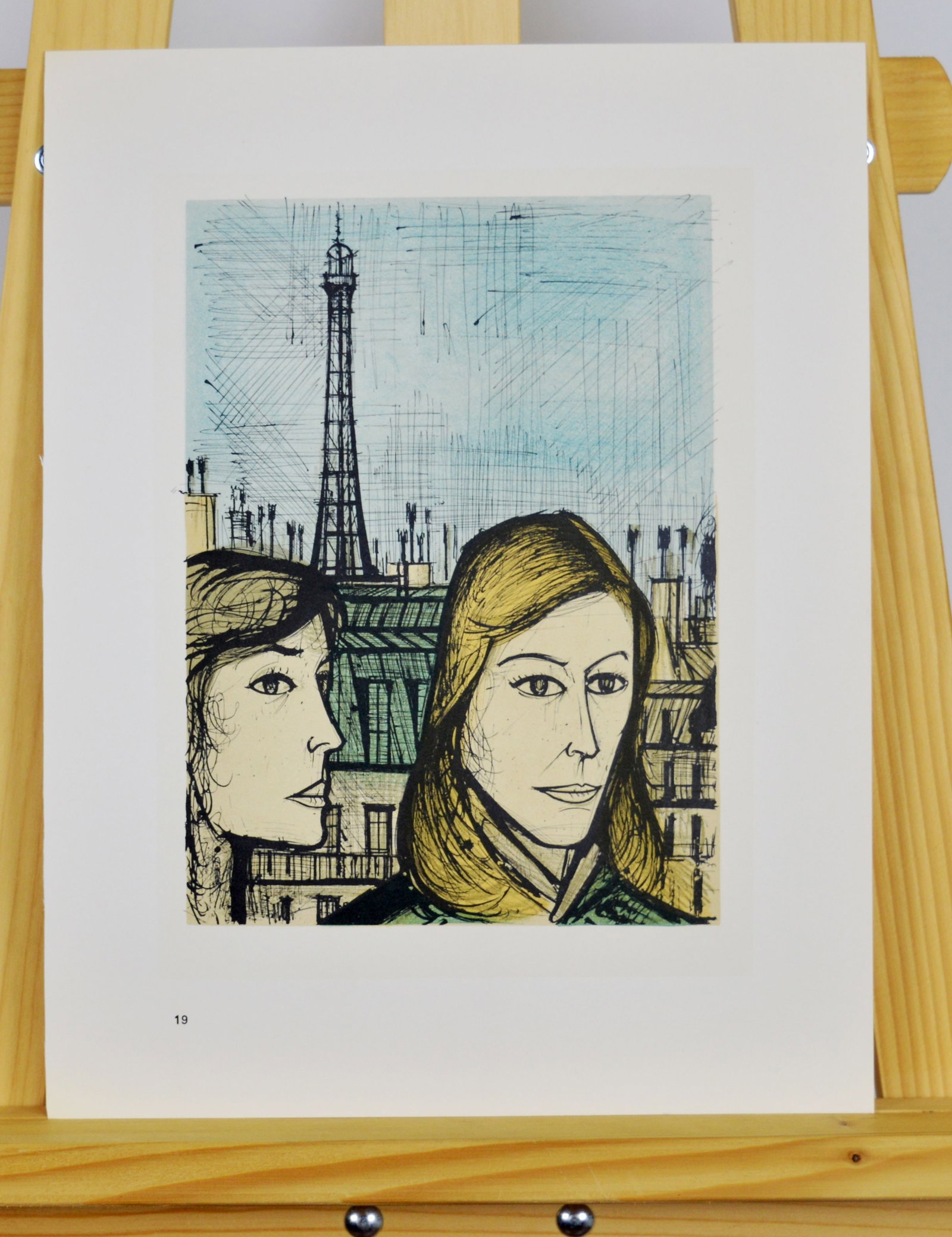 Buffet, Bernard - Lithograph: Bernard Buffet ( (1928-1999) (after) Parisians, Lithograph on vellum Acropole. From the catalogue of lithographs 1952 - 1966 (19). There is printed text on verso.
