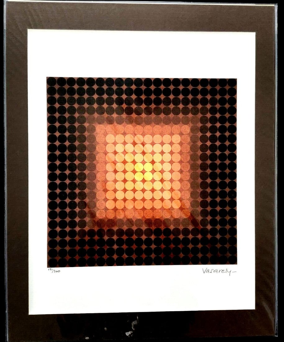 Victor Vasarely SINPO リトグラフ 直筆サイン 真作 額装 Victor Vasarely SINPO リトグラフ 直筆サイン 真作 額装