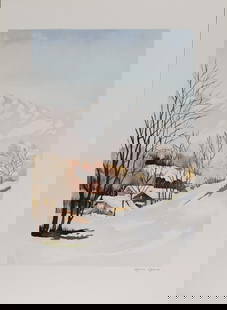 Daniel Lanoux - Lithograph - Handsigned: Daniel LANOUX, watercolour painter and sculptor, has been criss-crossing Switzerland and the Alps for many years. Impregnated and in love with our mountains, he immortalizes them by the mastery of the