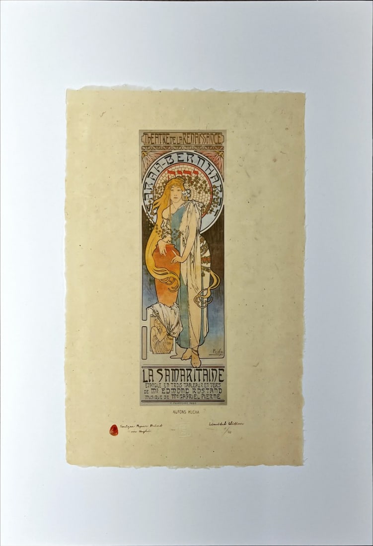 Mucha, Alphonse - Lithograph - Handnumbered: ALPHONSE MUCHA - LithographUnique edition of high-quality lithographs on unique material in the world, printed on Japanese handmade paper-Washi, is paper of the highest quality made from the bark of m