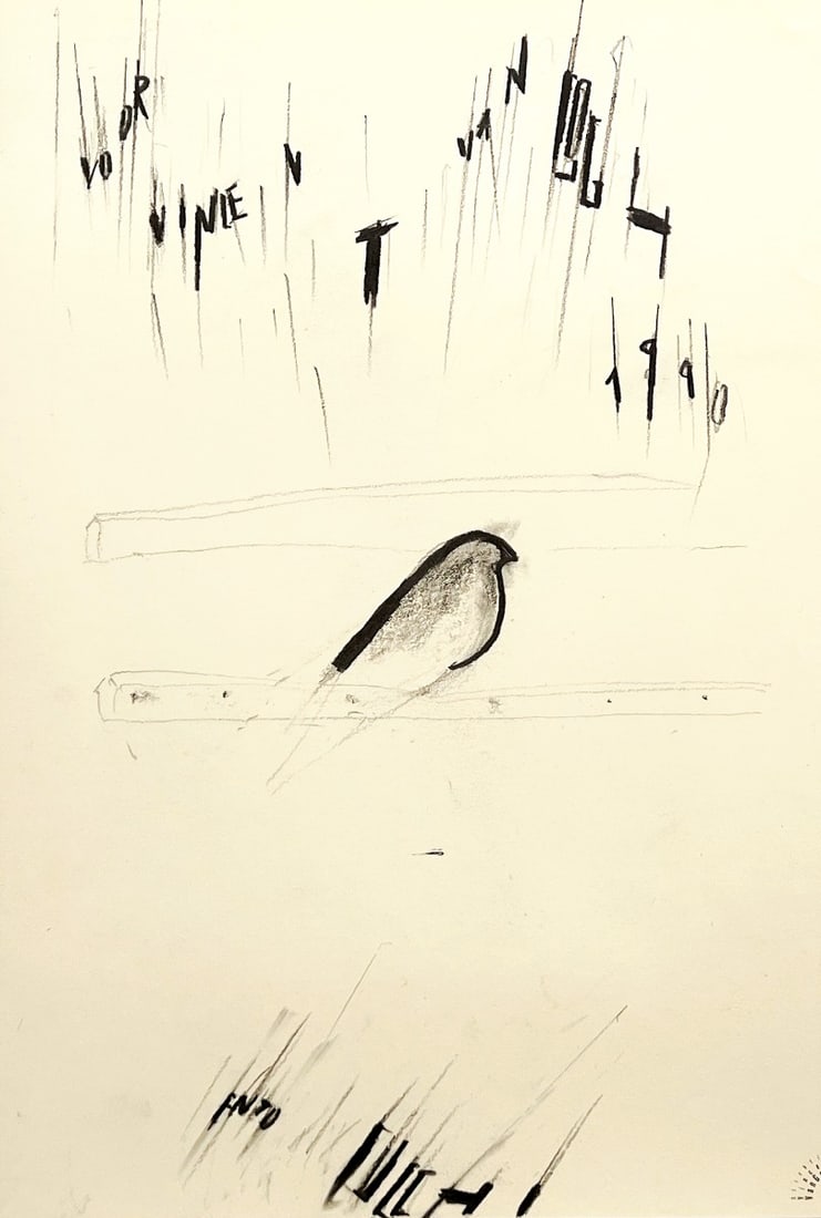 Enzo Cucchi - Lithograph - Homage to Vincent van Gogh: Enzo Cucchi 1949- is an Italian painter. A native of Morro d'Alba, province of Ancona, he was a key member of the Italian Transavanguardia movement, along with his countrymen Francesco Clemente, Mimmo