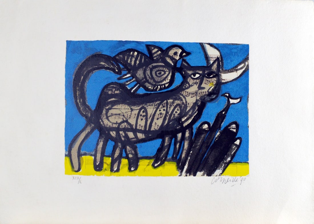 Corneille - Lithograph - Hand-signed: Hand-Signed, dated and numbered in pencil by the artist. Corneille – Guillaume Cornelis van Beverloo (3 July 1922 – 5 September 2010), better known under his pseudonym Corneille.Corneille was born
