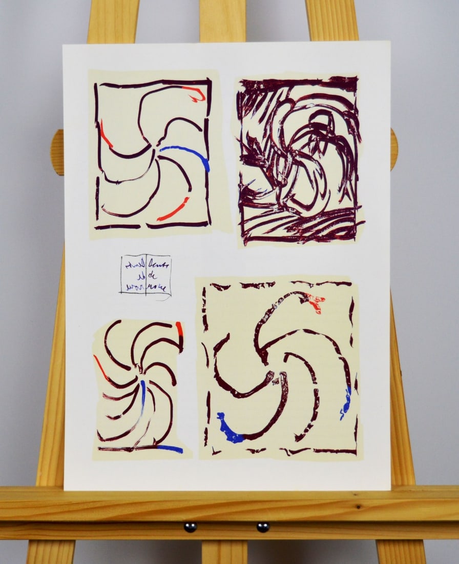 Alechinsky, P. - Original lithograph from Derriere le Miroir: Pierre Alechinsky - Original lithograph, Executed for Derriere le Miroir no 247, 1981. Published in Paris by Maeght. There is text on verso.