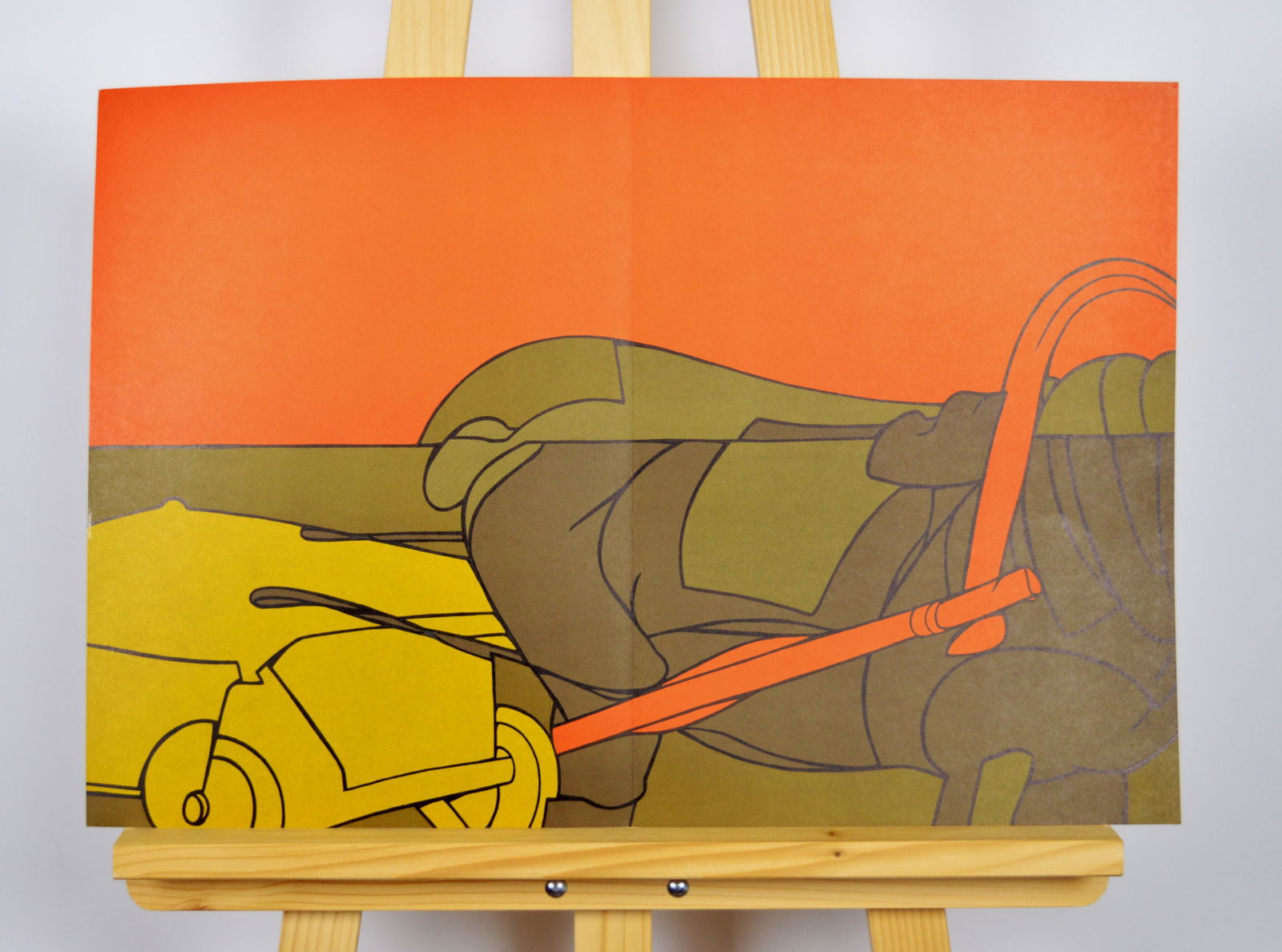 Adami, V. - Original lithograph: Valerio Adami - Untitled. Original lithograph, Executed for Derriere le Miroir nr 239, 1980, and published in Paris by Maeght. There is printed text on verso. Centerfold