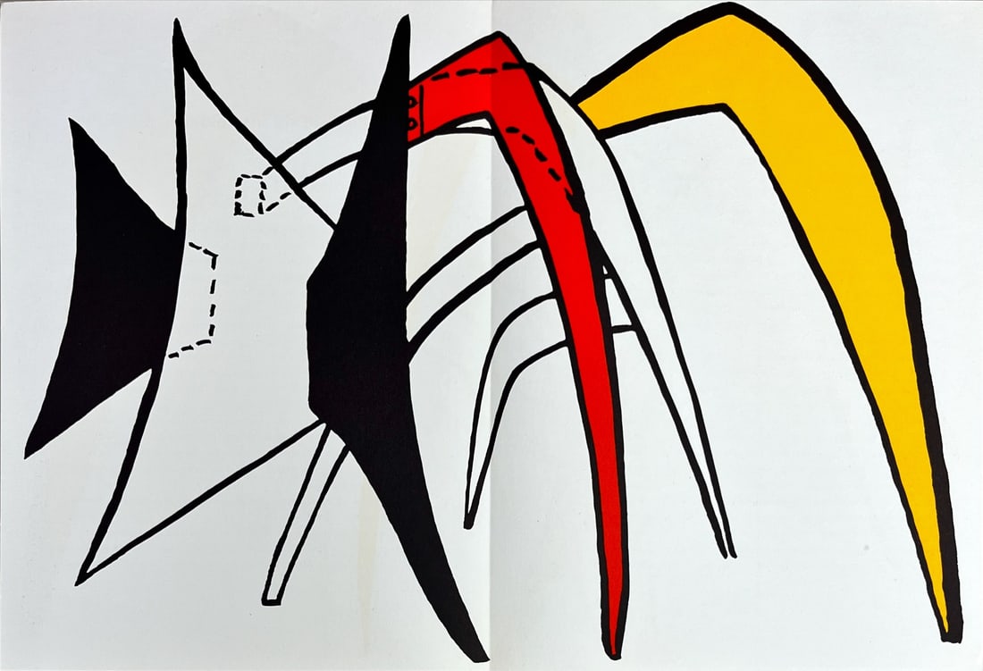 Alexander Calder - Lithograph - DLM (Derriere le Miroir): Original lithograph, executed for Derriere le Miroir, no 212, 1975. Published in Paris by Maeght. There is text on verso. With centerfold.Alexander Calder (; July 22, 1898 – November 11, 1976) was a