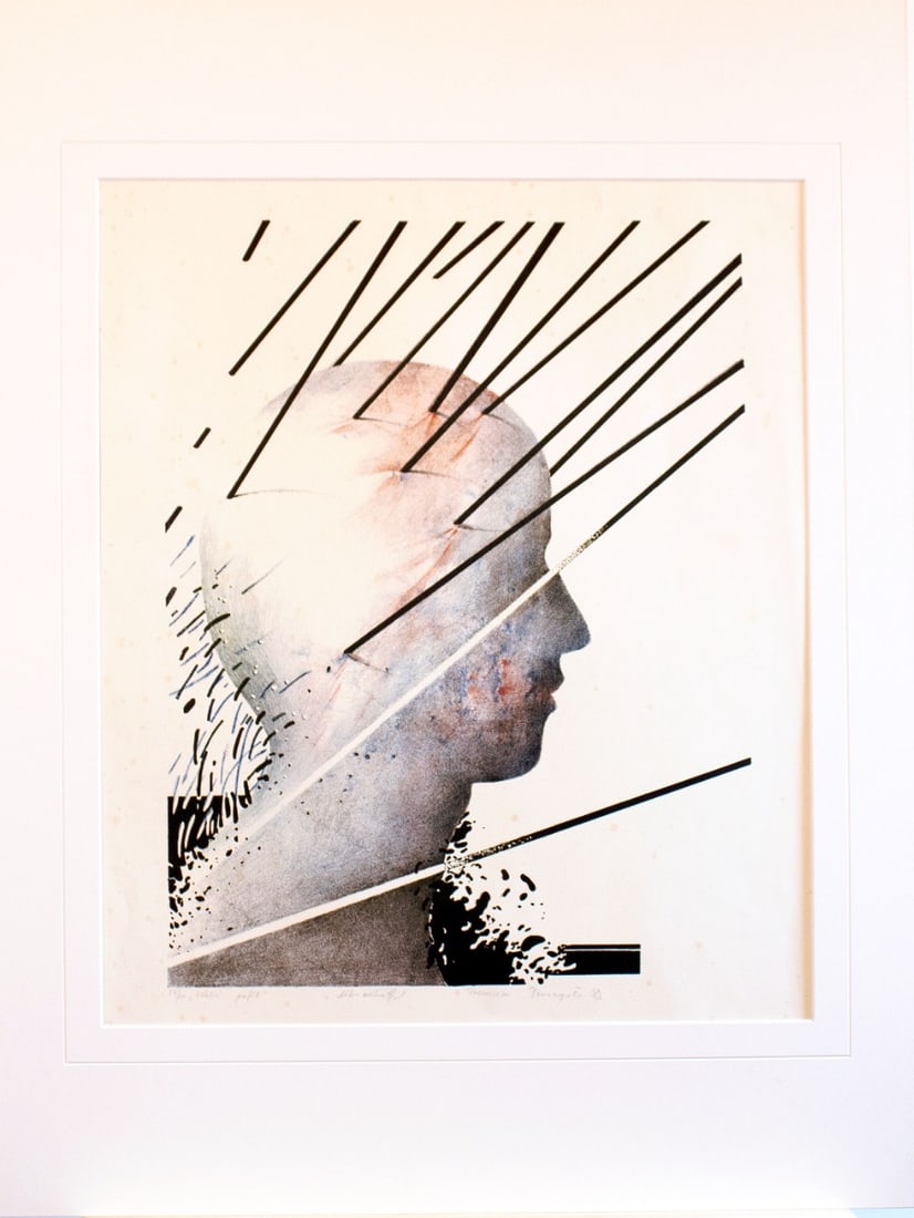 W. Januszewski - Lithograph with Indian Ink Drawing - Handsigned (1 of 2)