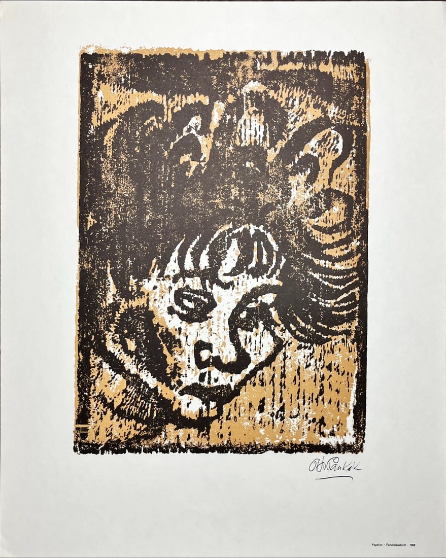 Otto Pankok - Offsetlithograph - Signed: Pankok was born in Mülheim on the Ruhr. In 1912 he began his formal training as an artist at the Art Academies in Düsseldorf and Weimar. After only a few months he left the Weimar Academy, where his